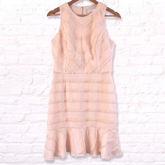 Adelyn Rae Dresses & Skirts - Adelyne Rae Blush PInk Eyelesh Fringe Mini Dress with Flounced Skirt Medium